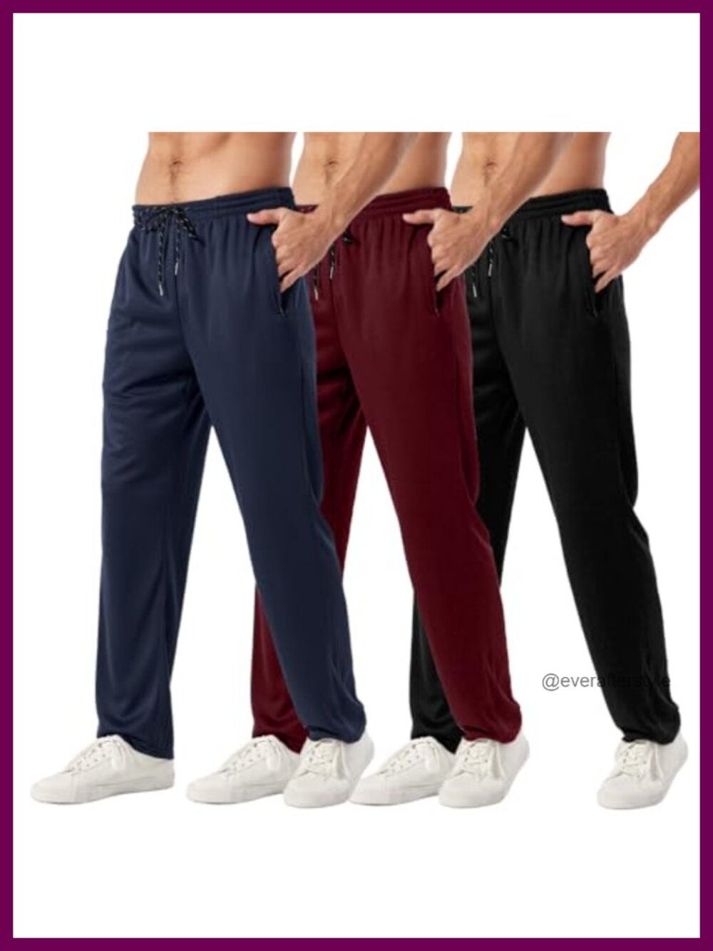 Men's 3 Pack Zipper Jogger Sweatpants Breathable Mesh Open Bottom Athletic Pants
